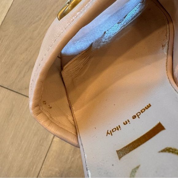 GUCCI 
Nappa Matelasse GG Marmont 55mm Slide Sandals Skin Rose 38 1/2 - Picture 7 of 16